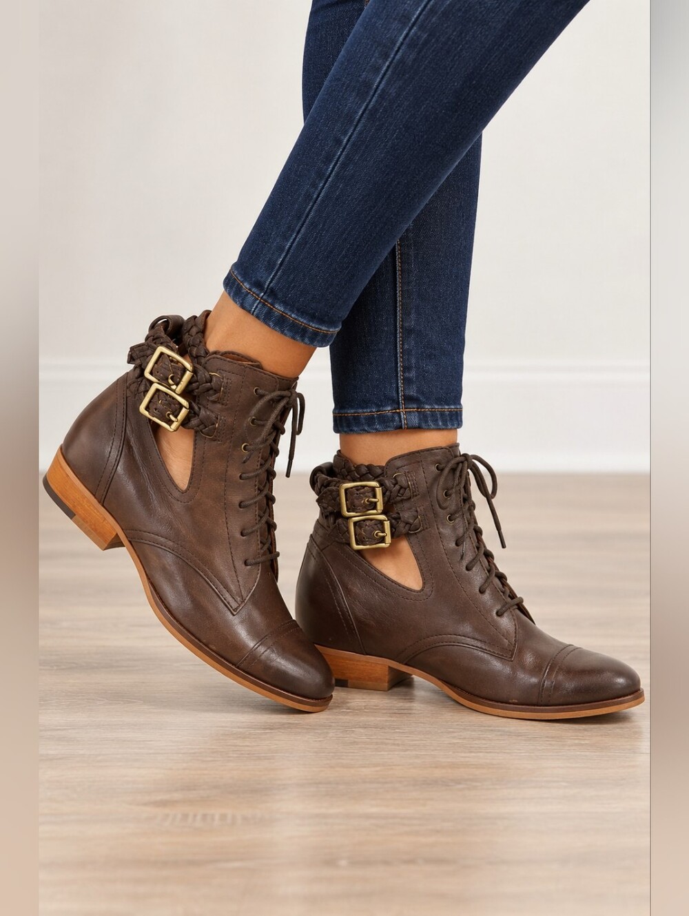 Anthropologie Latigo Abi Buckle Boots Size 9.5
